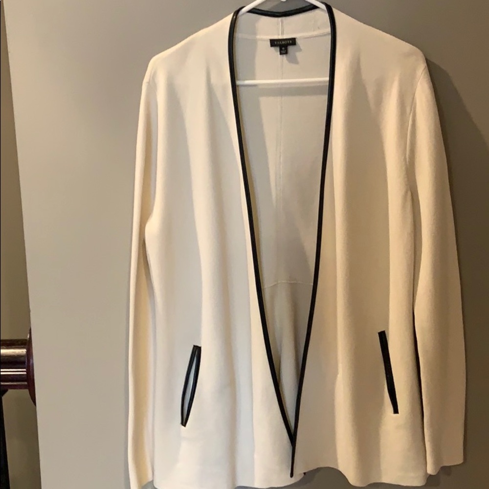 Talbots M cream sweater jacket